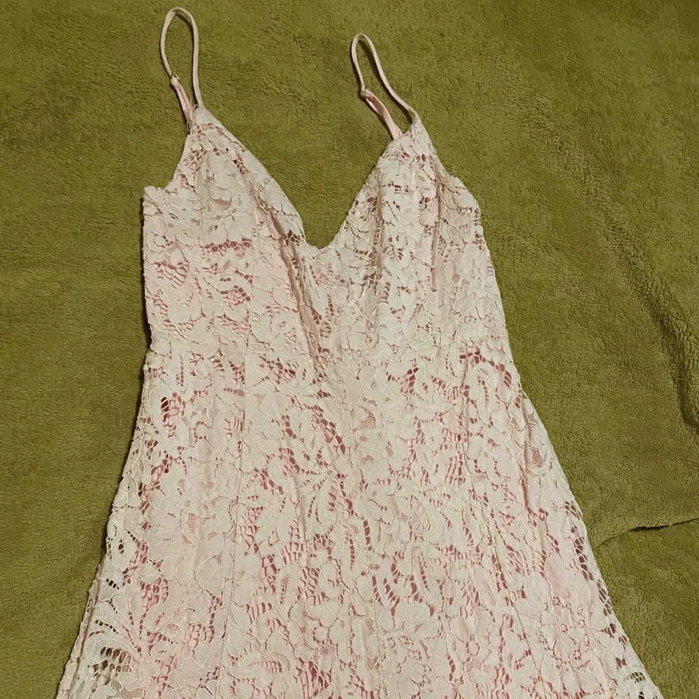 Light Pink Lace Midi Dress